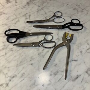 Vintage Wiss Pinking Shears Sears Fabric Scissors Snap Plier Tool Sewing Lot 5pc